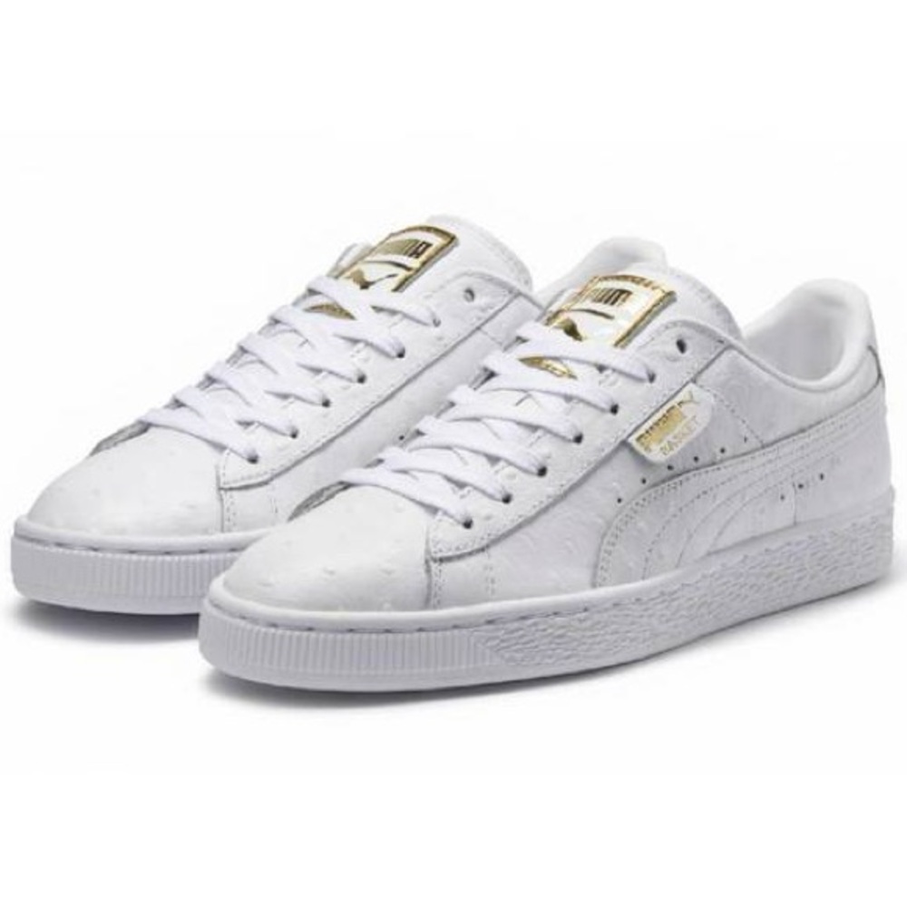 PUMA Basket Ostrich White Sneakers Women’s Size 9 - Picture 2 of 9